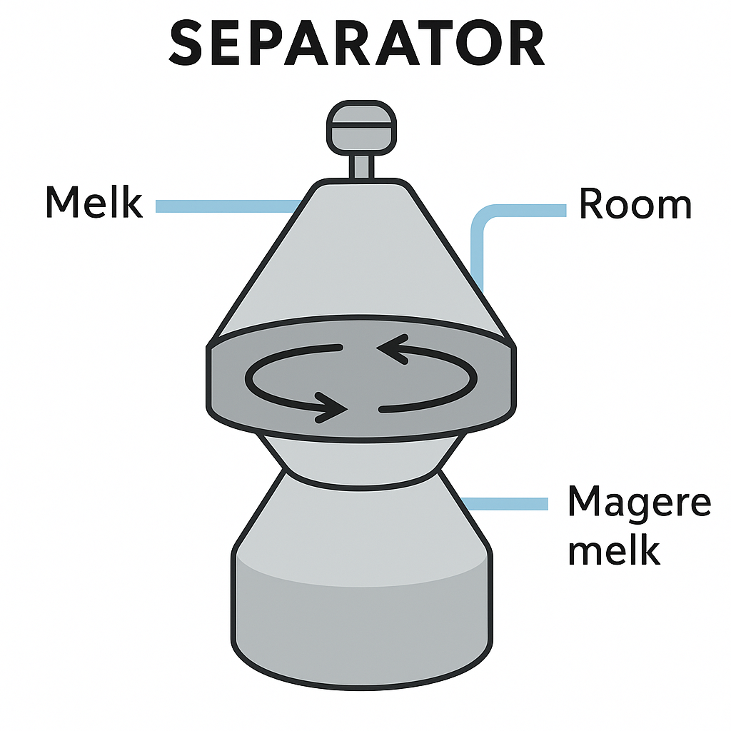Diagram van een separator in de zuivelindustrie